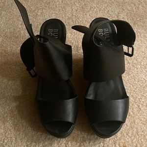 Black Wedge Sandal Womens US 9